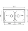 Pyramis Stainless Steel Sink Dorian Textured Inverted Reversible (86X50) 1B 1D
