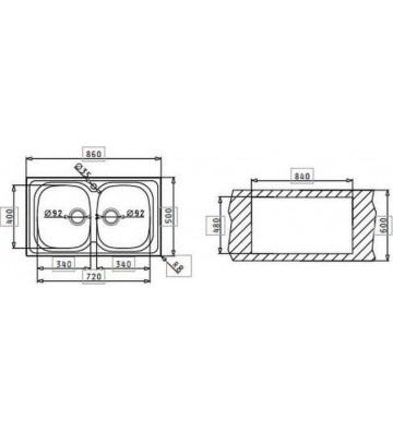 Pyramis Stainless Steel Sink Satina Reversible Insert (86x50) 2B