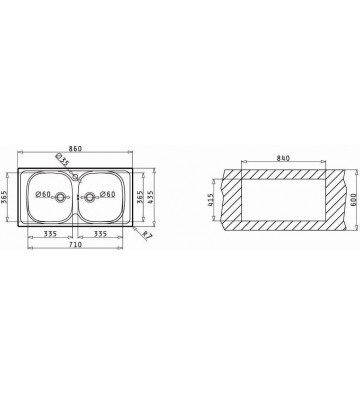 Pyramis Stainless Steel Sink Basic E33 / 33 Satin Reversible Insert (86x43,50)