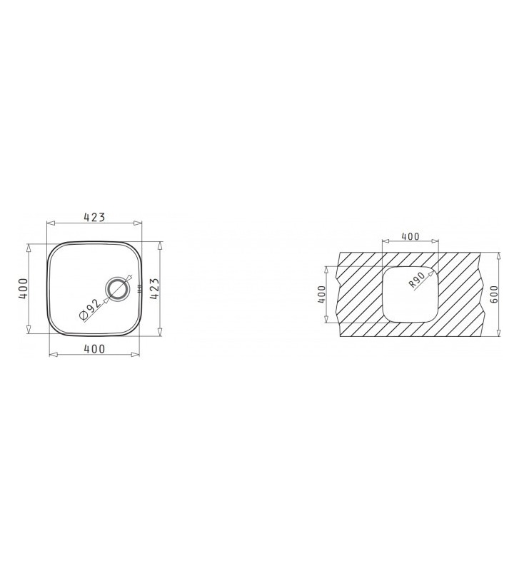 Pyramis Stainless Steel Substrate IRIS 1B Polished Sink (40 x 40)