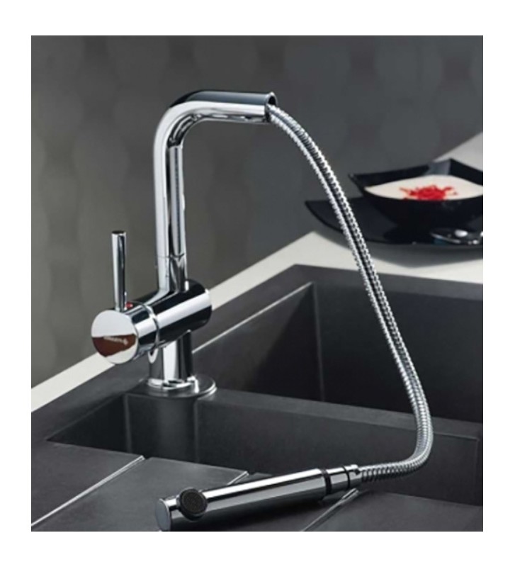 Pyramis Elegant Aladia Sink Faucet with Extendable Shower and Chrome Spiral