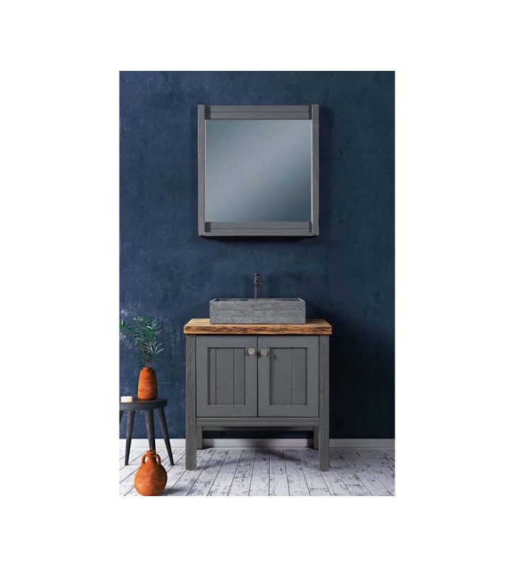 Έπιπλο Μπάνιου Μασίφ Πεύκο Ωρίων με βάση-ντουλάπι 100cm