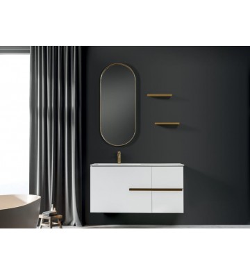 Bathroom Furniture Four 120 MDF Glossy Lacquer Base, Washbasin by Corian, Metal mirror