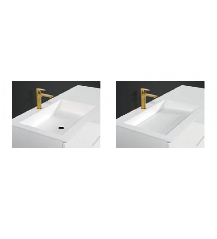 Bathroom Furniture Four 120 MDF Glossy Lacquer Base, Washbasin by Corian, Metal mirror
