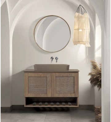 Bathroom Furniture Lydia 100 Handmade from Marine Plywood with Oak Veneer, Base, Lid, Washbasin, Mirror