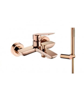 Demm Sleek Rose Gold Bathroom Faucet with telephone, wall mount & spiral (990RG)