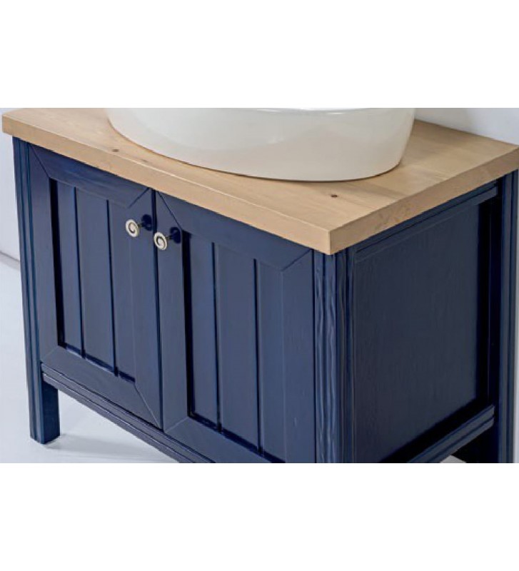 Έπιπλο Μπάνιου Μασίφ Πεύκο "Ωρίων-Β"  με βάση-ντουλάπι 80cm, καπάκι & Καθρέπτη