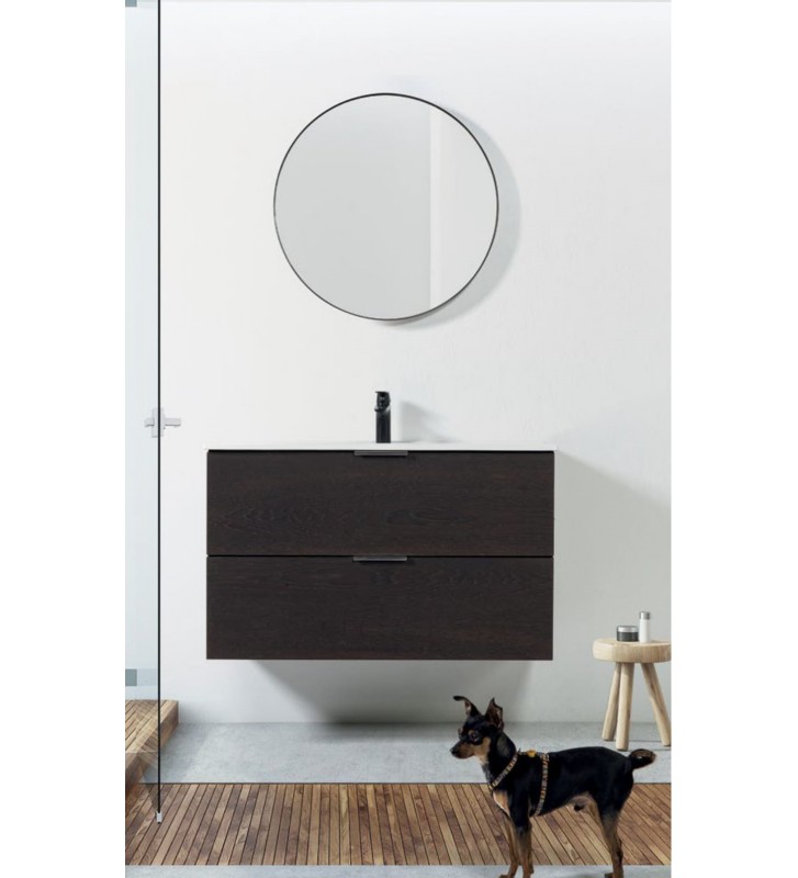 Marcella Oak Bathroom Furniture Sea Plywood with Oak Veneer Lining 80cm base, sink, mirror