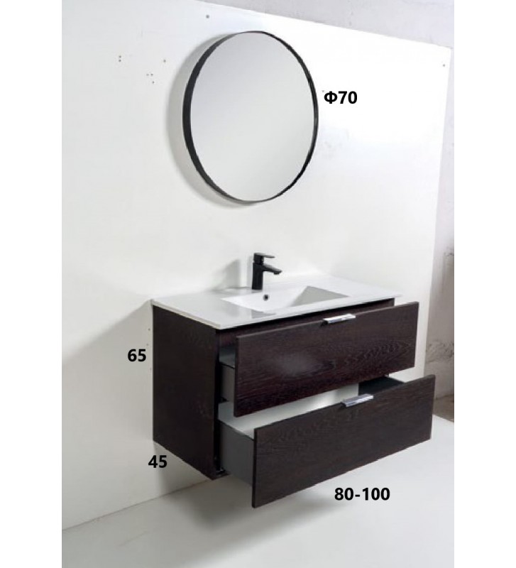 Bathroom Furniture Marcella Oak 100 Marine Plywood with Veneer Oak Base, sink, mirror