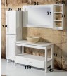 Bathroom Furniture Amaryllis White 110 Solid Pine Wood with Patina Style, Base, Mirror, Cabinet & Column