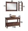 Amaryllis Bathroom Furniture B 110 Solid Pine Wood with Patina Style, Base, Mirror, Cabinet & Column
