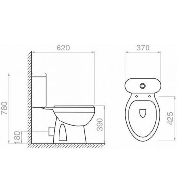 Λεκάνη Σετ Pyramis Nerita Δαπέδου P-Trap (Πισωστόμια) με Κάλυμμα Soft Close & Καζανάκι
