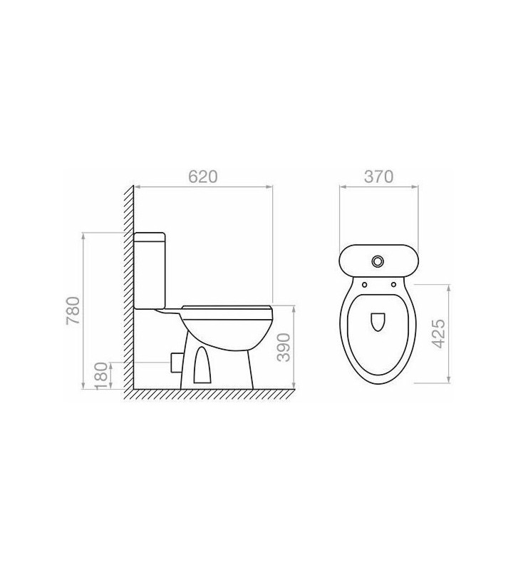Basin Set Pyramis Nerita Floor P-Trap (Rear Fittings) with Soft Close Cover & Cistern