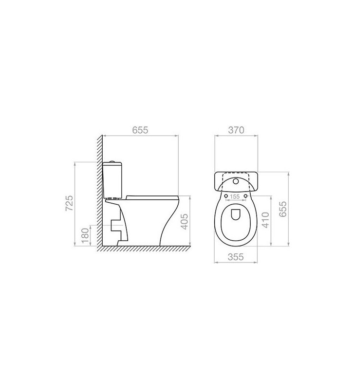 Basin Set Pyramis Karystos II Rimless Floor P-Trap (Rear Fittings) with Soft Close Cover & Cistern