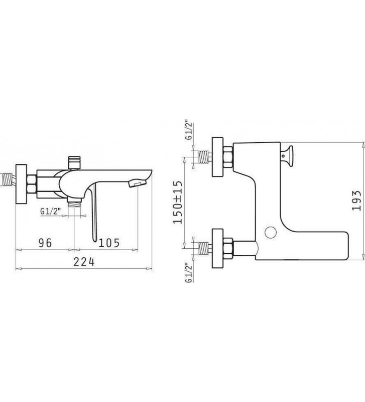 Bathroom Faucet Pyramis Ermosa Mixed Wall Silver Silver, with telephone, spiral and shower holder