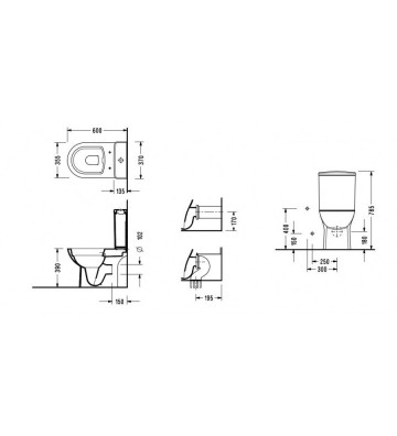 Basin Set Serel Vela Rimless with White Cistern (60cm)