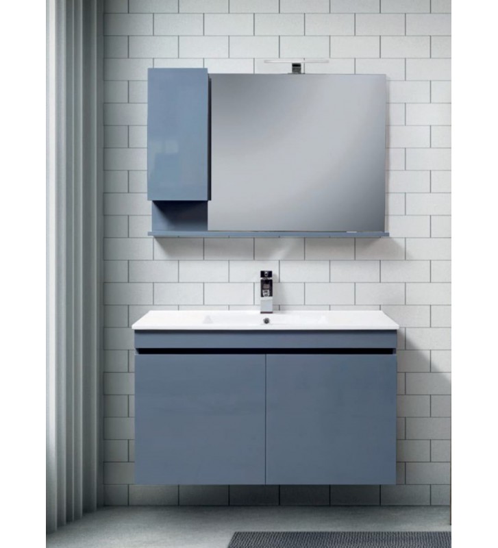 Έπιπλο Μπάνιου Luna MDF Λάκα  60 cm βάση, νιπτήρας, καθρέπτης-ντουλάπι