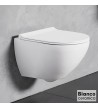 Hanging Basin Rimless Bianco Ceramica Remo 52 with Slim Soft Close Detachable Bakelite Cover (52cm)