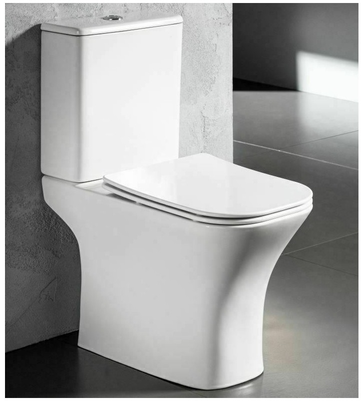 Basin Set Bianco Ceramica Delia Rimless with Cistern with Slim Cover Soft Close