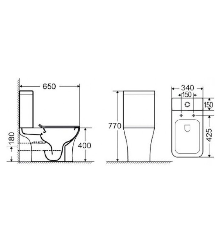 Basin Set Bianco Ceramica Delia Rimless with Cistern with Slim Cover Soft Close