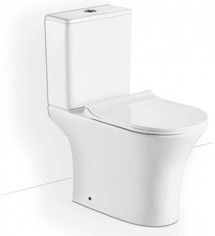 Basin Set Bianco Ceramica AIDA Rimless with Cistern with Slim Cover Soft Close, Rear Fountains