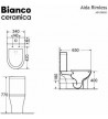 Basin Set Bianco Ceramica AIDA Rimless with Cistern with Slim Cover Soft Close, Rear Fountains