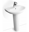 Porcelain Bathroom Washbasin Wall with Column Serel Friendly 55x39 cm White