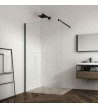 Fixed Partition Shower Panel Transparent Crystal Devon Iwis Walk-In Black matt  Clean Glass
