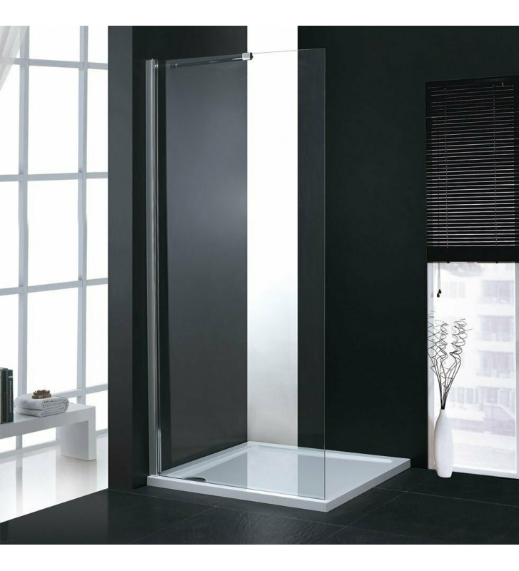 Fixed Partition Shower Panel Transparent Crystal Devon Iwis Walk-In Chrome 185 PVD Clean Glass