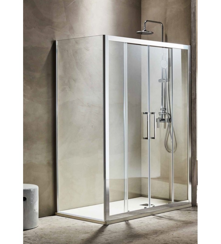 Fixed Cabin Frame TEMA Fixed Versus 400 Chrome Profile Transparent Crystal