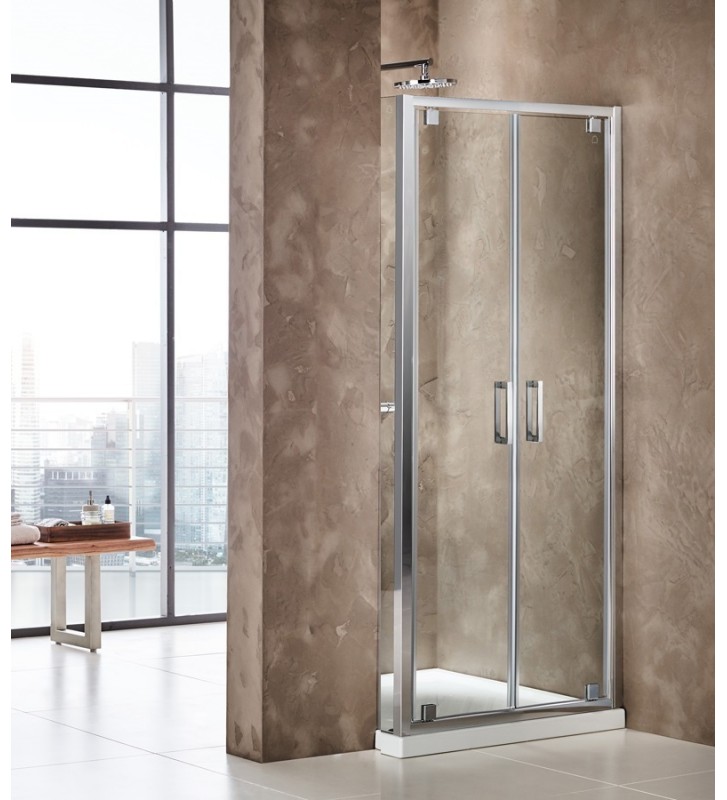 Καμπίνα Ανοιγόμενη Πόρτα Εισόδου Διάφανο Κρύσταλλο Axis Twin Pivot Chrome  h.185 Clean Glass
