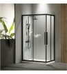 Shower Cabinet Rectangular Sliding Corner Entrance Transparent Crystal Devon Flow Corner Entry Black matt h.195 Clean Glass