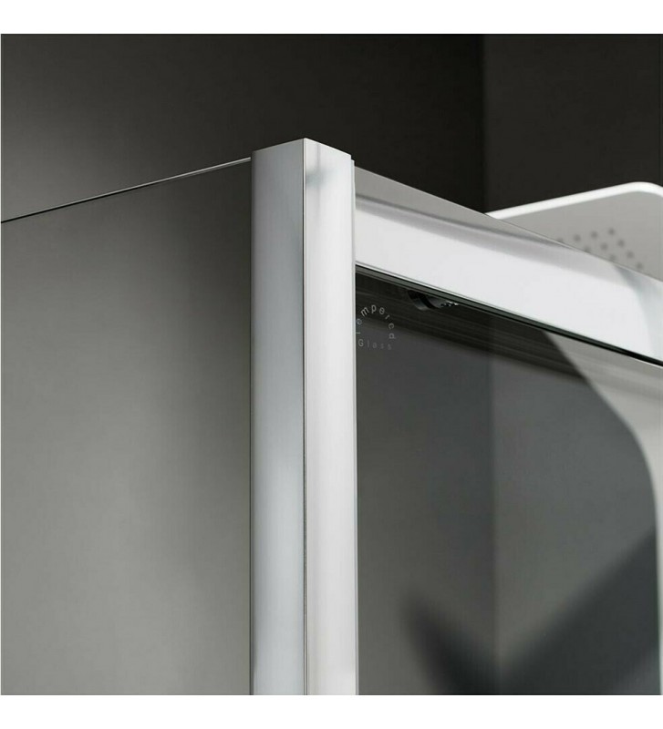 Shower Enclosure Square Sliding Corner Entrance Transparent Crystal Axis Corner Entry Chrome h.185 Clean Glass