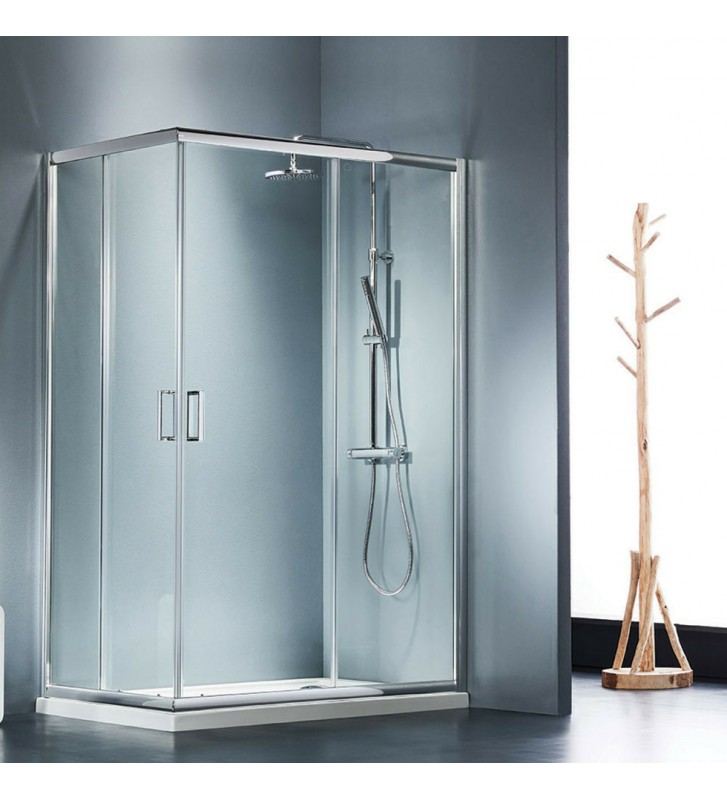 Shower Cabin Asymmetric Sliding Corner Entry Clear Crystal Starlet Corner Entry Clear Chrome h.180
