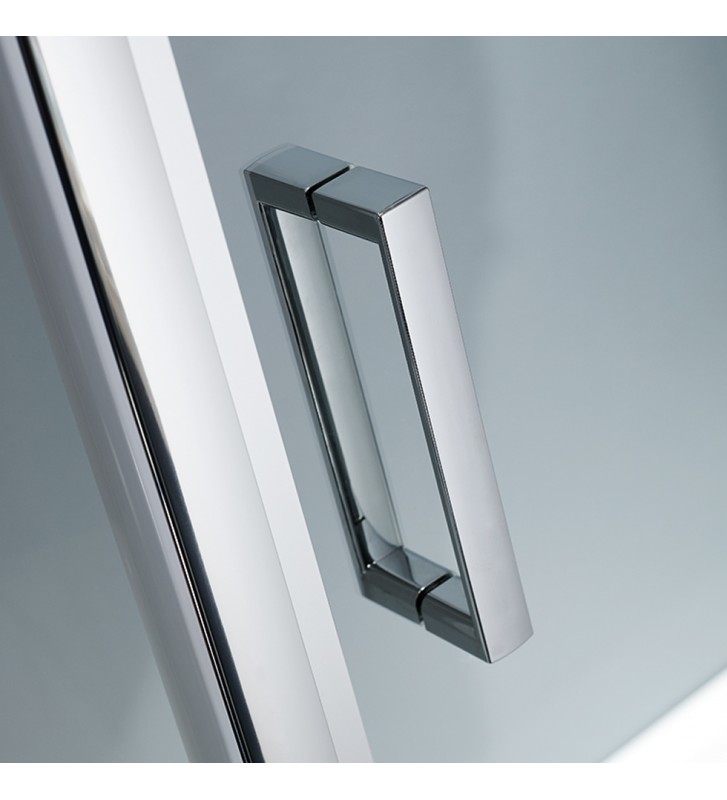 Shower Cabin Asymmetrical Sliding Corner Entry Crystal Screen Printing Starlet Corner Entry Stripes Chrome h.180