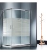 Shower Cabin Asymmetrical Sliding Corner Entry Crystal Screen Printing Starlet Corner Entry Stripes Chrome h.180
