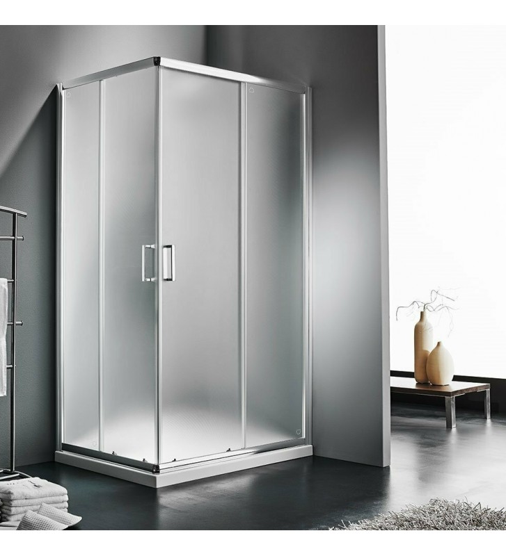 Καμπίνα Ντους Ασύμμετρη Συρόμενη Γωνιακής Εισόδου Κρύσταλλο Αδιάφανο Starlet Corner Entry Fabric Chrome h.180