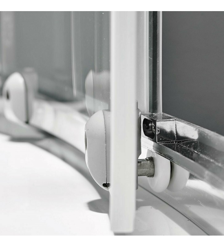 Shower Cabin Semicircular Sliding Glass Opaque Starlet Quadrant 1/4 circle Fabric Chrome h.180