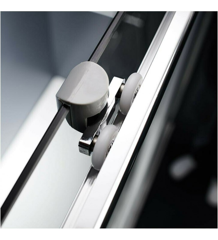 Shower Cabin Semicircular Sliding Glass Opaque Starlet Quadrant 1/4 circle Fabric Chrome h.180