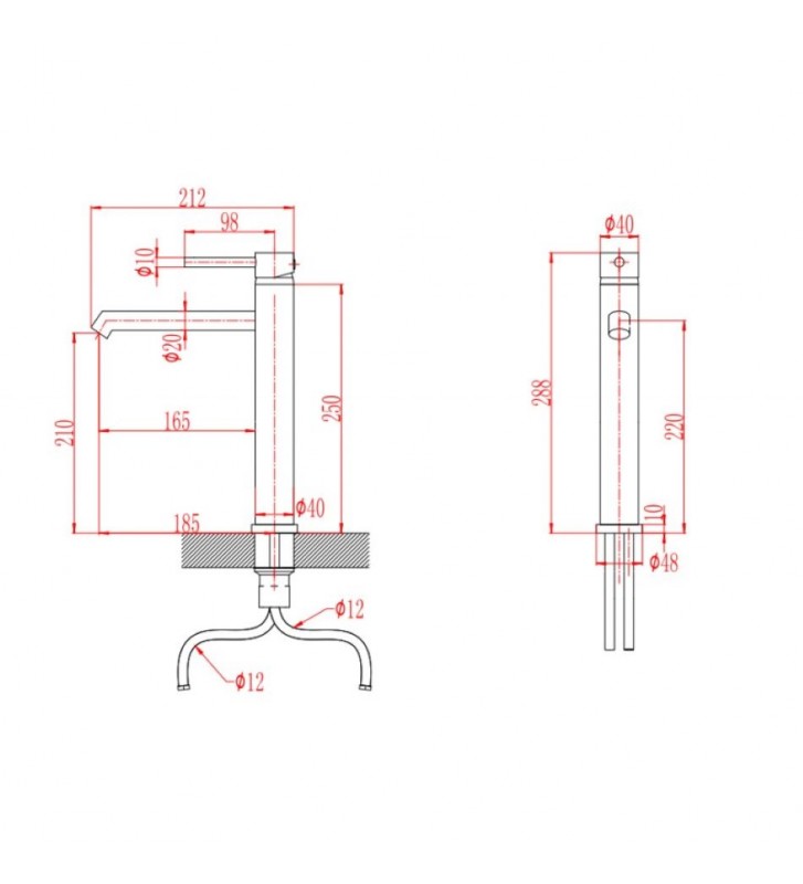 Washbasin faucet Tall Black Color Inter Ceramic Galant ICF 1007002B