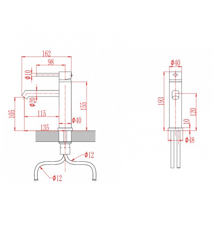 Washbasin faucet Color Gray Inter Ceramic Galant ICF 1007001G