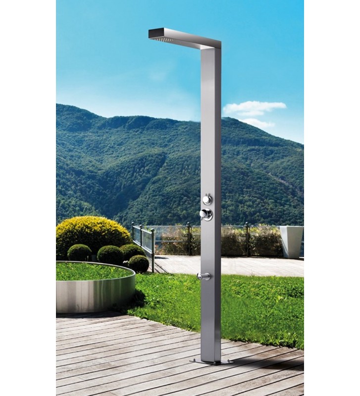 Icos Neda Outdoor Shower Column in Stainless Steel Height 210 cm