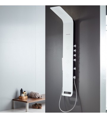 Hydromassage column - Shower Icos Astrea-300 White Matt Thermomixing 4 outputs from Solid Aluminum Height 120 cm