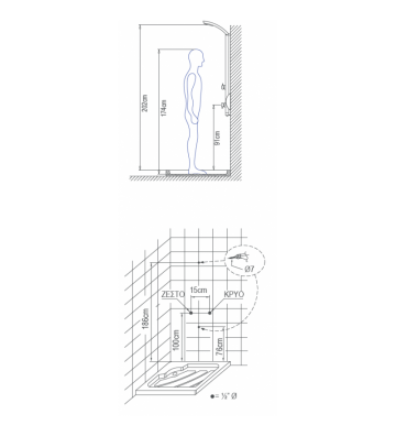 Στήλη  Ντους Dolce Vita Idea-400 Black Matt  Θερμομικτική από μασίφ Αλουμίνιο 2 Εξόδων  Ύψος 131,4cm