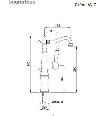 Μπαταρία Νιπτήρα Ρετρό Ψηλή Bronze White Αναμεικτική Bugnatese Oxford με Αυτόματη Βαλβίδα  (6317-220300)