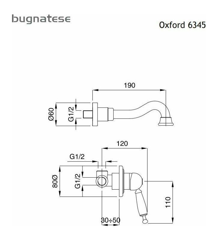 Built-in Basin Faucet Retro Bronze White Bugnatese Oxford Two Holes (6345-220300)