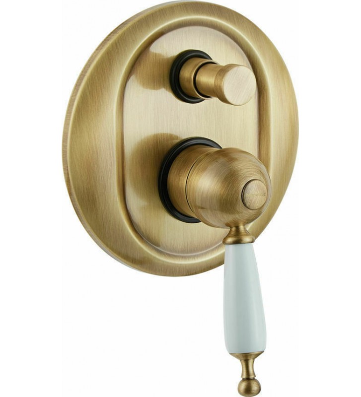 Built-in Mixer Retro Bronze White Bugnatese Oxford Two (2) Outlets with Diverter (6372-220300)