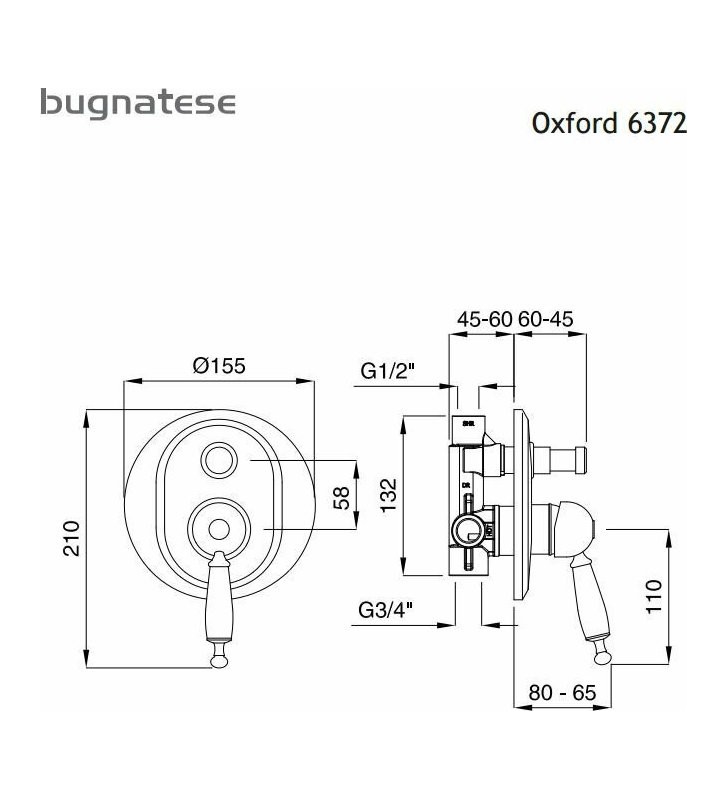 Built-in Mixer Retro Bronze White Bugnatese Oxford Two (2) Outlets with Diverter (6372-220300)