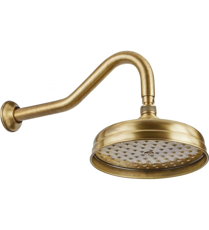 Shower Head Retro Bronze White Bugnatese Oxford Round with Arm (CIV19116-220)