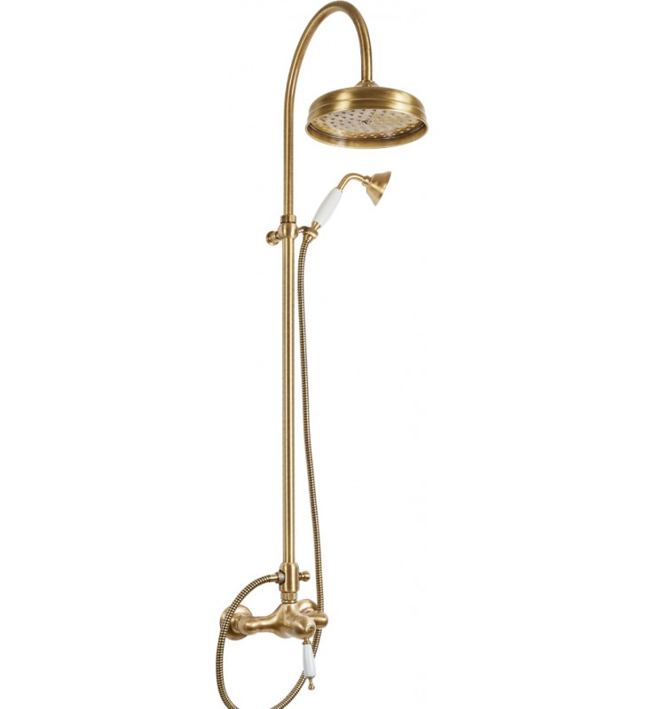 Retro Bronze Bugnatese Oxford Shower Column With Faucet & Tilting Head & Phone Holder (CD6336-220300)